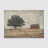 Rustieke Schuur Eiken Boom en Koe Schilderen Decou Tissuepapier (Voorkant)