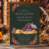 Rustieke schuur en bloemenherfst Country Wedding Kaart