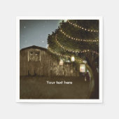 Rustieke schuur en boomlichten bruiloft servetten (Voorkant)