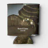 Rustieke schuur- en boomlichtjes trouwblikkoeler blikjeskoeler (Voorkant)