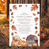 Rustieke schuur en pompoen herfstbladeren Boerderi Kaart