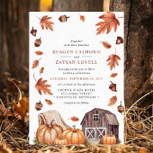 Rustieke schuur en pompoen herfstbladeren Boerderi Kaart