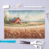 Rustieke schuur en tarweveld Waterverf Decoupage Tissuepapier (Craft)