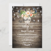 Rustieke schuur Floral Antler Hunt Avond bruiloft Kaart (Voorkant)