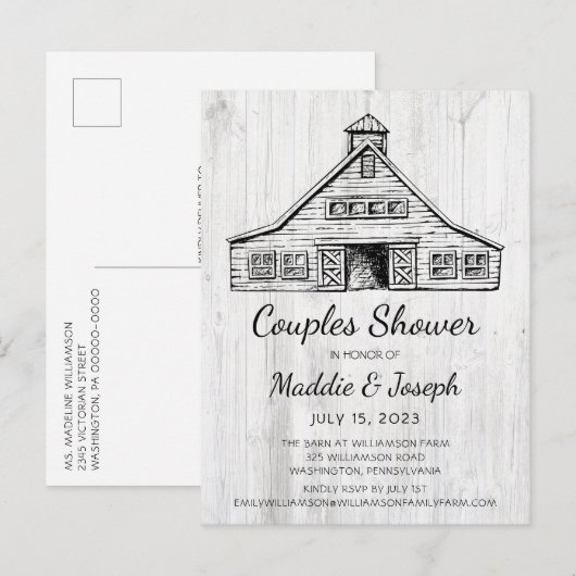 Rustieke schuur foto couples bruiloft uitnodiging (Voorkant / Achterkant)