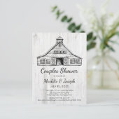 Rustieke schuur foto uitnodiging voor koppel bruis (Staand voorkant)