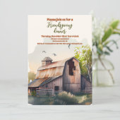 Rustieke schuur Friendsgiving Thanksgiving Diner Kaart (Staand voorkant)