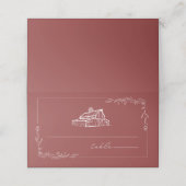 Rustieke schuur gedempt rode bruiloft plaats kaart plaatskaartje (Buitenkant ongevouwen)