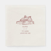 Rustieke schuur gedempt rode bruiloft servet (Voorkant)