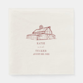 Rustieke schuur gedempt rode bruiloft servet