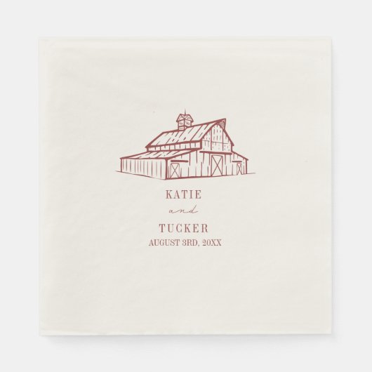 Rustieke schuur gedempt rode bruiloft servet (Voorkant)