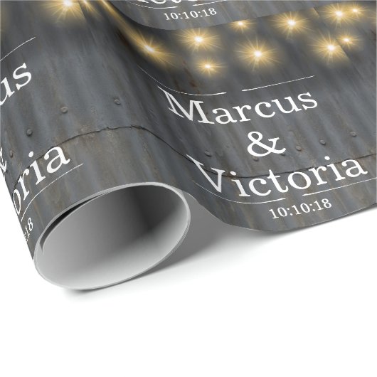 Rustieke schuur golfijzer bruiloft cadeaupapier (Rol Hoek)