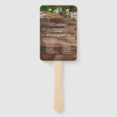 Rustieke schuur hout bloemenbruiloft programma handwaaier (Achterkant)