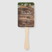 Rustieke schuur hout bloemenbruiloft programma handwaaier (Voorkant)