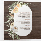 Rustieke schuur hout Boho aardeachtige perzik bloe Drieluik Uitnodiging (Binnenzijde eerst)