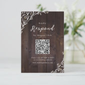 Rustieke schuur Hout Boho Bloemen Land QR code RSVP Kaartje (Staand voorkant)