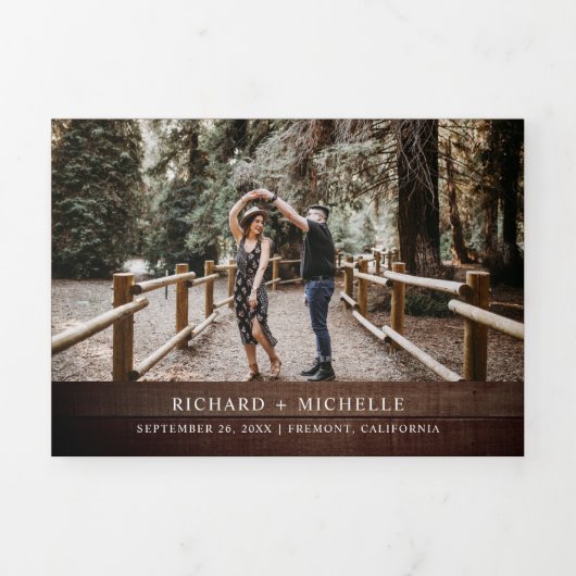 Rustieke schuur hout Boho pompoen herfst herfst br Drieluik Uitnodiging (Cover)