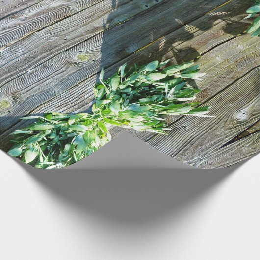 Rustieke schuur-hout botanische kruiden cadeaupapier (Hoek)