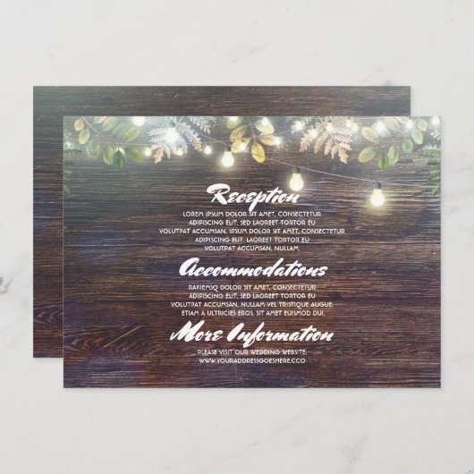 Rustieke schuur hout bruiloft details - Informatie Informatiekaartje (Voorkant / Achterkant)