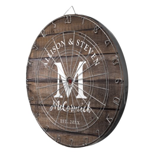 Rustieke schuur hout bruiloft Passen getrouwd op m Dartbord (Voorkant Rechts)