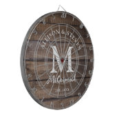 Rustieke schuur hout bruiloft Passen getrouwd op m Dartbord (Voorkant Links)