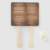 Rustieke schuur hout bruiloft programma fan handwaaier (Voorkant en achterkant)