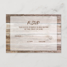 Rustieke schuur hout bruiloft RSVP Response Kaart