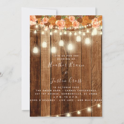 Rustieke schuur hout bruiloft uitnodiging / vierin (Voorkant)