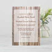 Rustieke schuur hout bruiloft uitnodigingen (Staand voorkant)