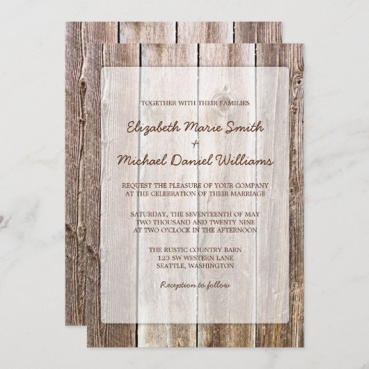 Rustieke schuur hout bruiloft uitnodigingen (Voorkant / Achterkant)