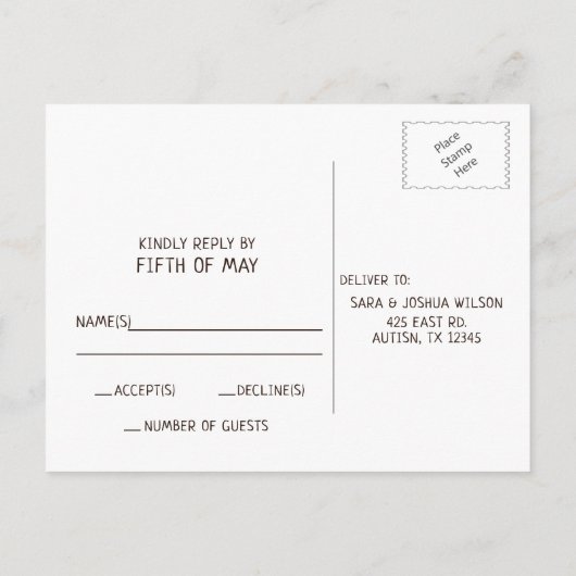 Rustieke schuur Hout bruiloft uitnodigingen rsvp B (Achterkant)