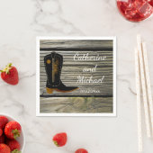 Rustieke Schuur Hout Country Wedding Cowboy Boot Servetten (Insitu)