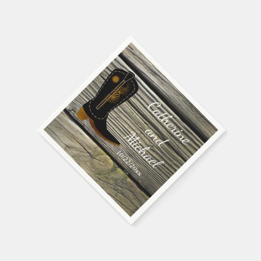 Rustieke Schuur Hout Country Wedding Cowboy Boot Servetten (Hoek)