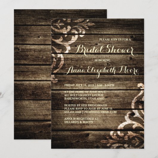 Rustieke schuur hout Damask  Vrijgezellenfeest Kaart (Voorkant / Achterkant)