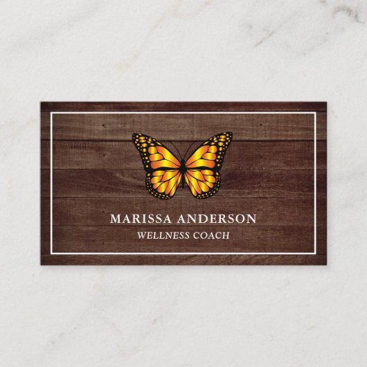 Rustieke schuur Hout Elegant Sinaasappel Monarch B Visitekaartje (Voorkant)