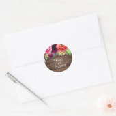 Rustieke schuur hout en bloemen bruiloft ronde sticker (Envelop)