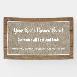 Rustieke schuur hout en jute aangepaste evenement spandoek