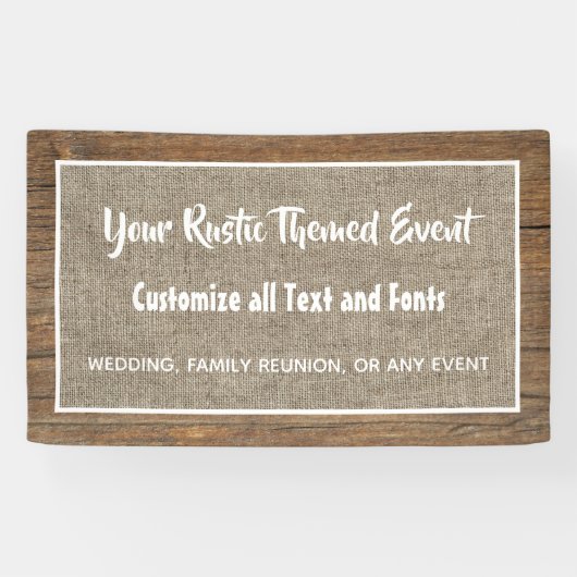 Rustieke schuur hout en jute aangepaste evenement spandoek (Horizontaal)