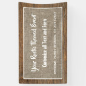Rustieke schuur hout en jute aangepaste evenement spandoek (Verticaal)
