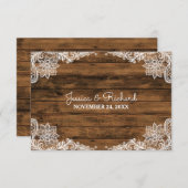 Rustieke schuur hout en kant bruiloft gunst bedankkaart (Voorkant / Achterkant)