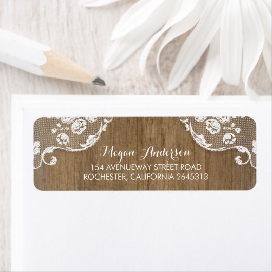 Rustieke schuur hout en kant chique land bruiloft etiket (Insitu)