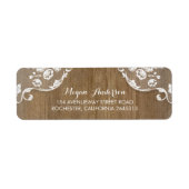 Rustieke schuur hout en kant chique land bruiloft etiket (Voorkant)