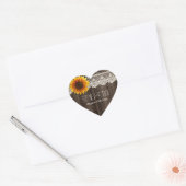 Rustieke schuur hout en kant zonnebloem bruiloft g hart sticker (Envelop)