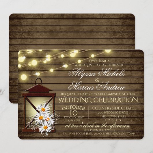 Rustieke schuur hout en lantaarn met madeliefjes kaart (Voorkant / Achterkant)