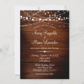 Rustieke schuur hout en String Lights Bruiloft Kaart (Voorkant)