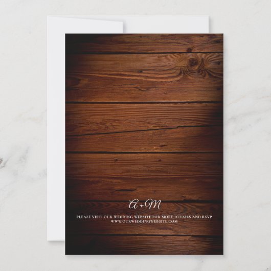 Rustieke schuur hout en String Lights Bruiloft Kaart (Achterkant)