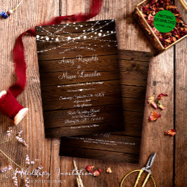 Rustieke schuur hout en String Lights Bruiloft Kaart