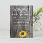 Rustieke schuur hout en zonnebloem verjaardag kaart (Staand voorkant)