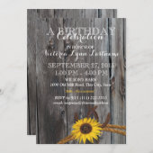 Rustieke schuur hout en zonnebloem verjaardag kaart (Voorkant / Achterkant)