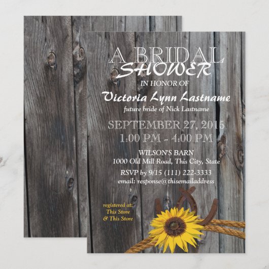 Rustieke schuur Hout en Zonnebloem Vrijgezellenfee Kaart (Voorkant / Achterkant)